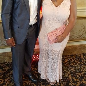 Pink Lace Trumpet-Style Dress